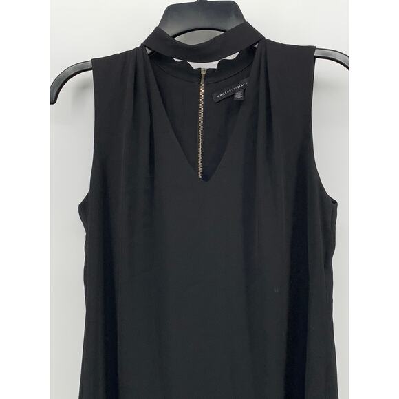 WHITE HOUSE BLACK MARKET Women's Black V-Neck Chocker Sleeveless Mini Dress SZ 2 - Picture 8 of 11
